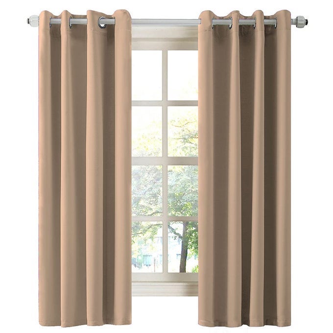 THERMAL INSULATED BLACKOUT DARKENING GROMMET LIVING ROOM CURTAINS WINDOW DRAPES FOR BEDROOM PACK OF 2 PANELS