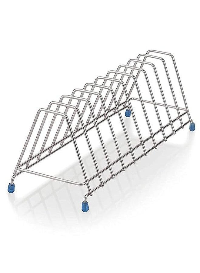 KYMIO Stainless Steel Plate Stand for Kitchen | Dish Rack Organizer for Plates, Lids & Trays | Rustproof Utensil Holder Rack with Anti-Slip Legs | Space Saving Kitchen Storage (10 Slots) - Image 1