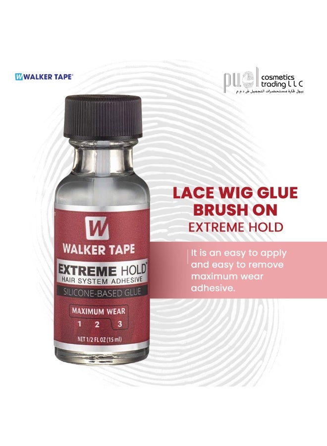 Walker Tape® Extreme Hold – 0.5 fl oz Brush-On Liquid Adhesive – Silicone-Based Wig Glue for All Hair Systems – Skin-Safe, Waterproof, Max Hold 4+ Weeks – Toupee & Lace Wig Bonding - Image 3