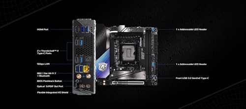 ASRock لوحة أم ASRock Intel Core Ultra Z890 LGA1851 RL-ILM Mini ITX Phantom Gaming Z890i Nova WiFi 7 DDR5 9466 MHz 128 GB - Image 5
