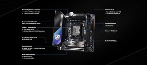 ASRock لوحة أم ASRock Intel Core Ultra Z890 LGA1851 RL-ILM Mini ITX Phantom Gaming Z890i Nova WiFi 7 DDR5 9466 MHz 128 GB - Image 3
