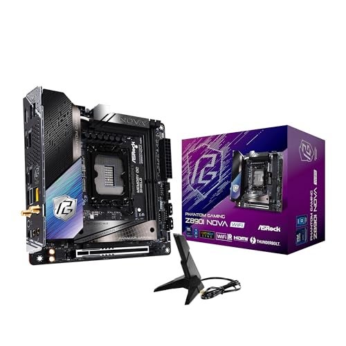 ASRock لوحة أم ASRock Intel Core Ultra Z890 LGA1851 RL-ILM Mini ITX Phantom Gaming Z890i Nova WiFi 7 DDR5 9466 MHz 128 GB - Image 1