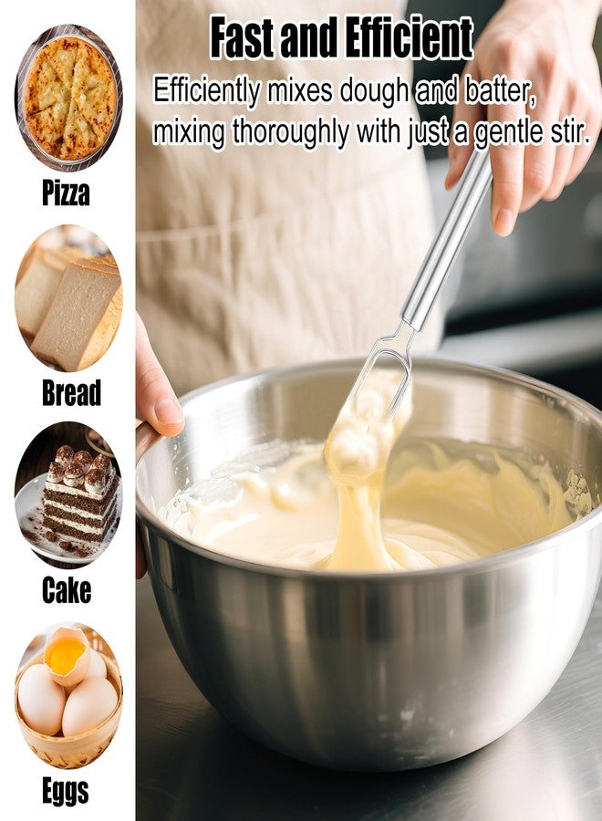 Penitue Danish Dough Whisk for Sourdough Starter, Stainless Steel Dough Hand Mixer Reaches Jar Bottom Dutch Bread Whisk Tool for Pizza Bread Cake Mixing & Cooking - Image 3