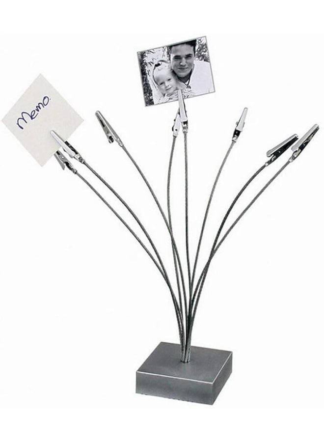 jaexest 8-Branch Family Tree Picture Holder – Adjustable Metal Photo Display Stand with 8 Alligator Clips | Desktop Card & Memo Holder for Wedding, Birthday, Christmas & Office – Silver - Image 1