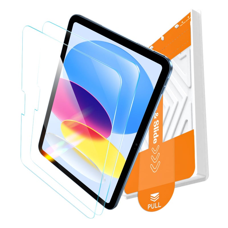 EZ-GLAZ-2 Pack for iPad A16 2025 11th (11 Inch) / 10th Gen 2022 (10.9 Inch) Screen Protector, Military-Grade Shatterproof, 9H+ Tempered Glass with Installation Box, Anti-Scratch, Apple Pencil Compatible, HD Clarity, Bubble Free - Image 1