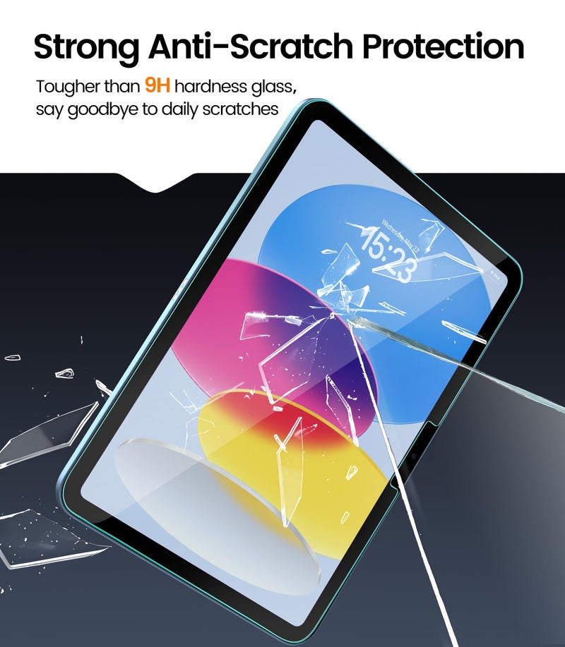 EZ-GLAZ-2 Pack for iPad A16 2025 11th (11 Inch) / 10th Gen 2022 (10.9 Inch) Screen Protector, Military-Grade Shatterproof, 9H+ Tempered Glass with Installation Box, Anti-Scratch, Apple Pencil Compatible, HD Clarity, Bubble Free - Image 4