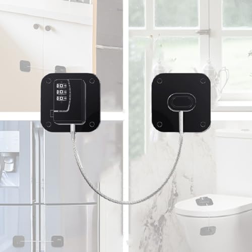 Gozaqe Refrigerator Lock,Baby Safty Lock Drawer Lock,Cabinet Lock,Window Door Restrictor Cable For Baby&Pet (Black)|1 Count - Image 1
