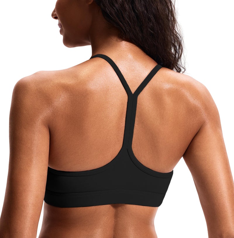 JOYSPELS Sports Bras for Women Workout Tops Open Back Racerback Padded Athletic Yoga Bra Basic Wireless Bra Black - Image 1