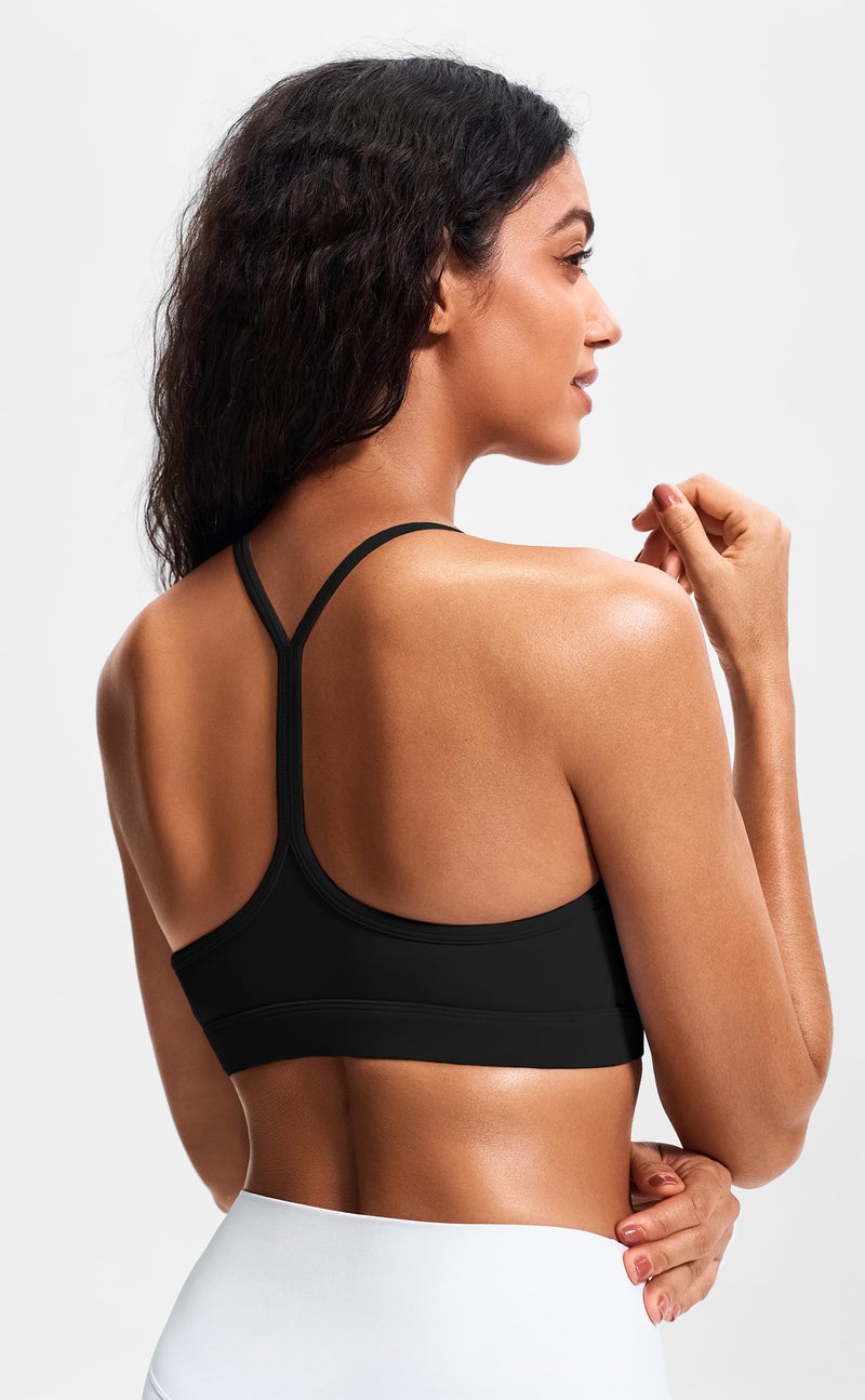 JOYSPELS Sports Bras for Women Workout Tops Open Back Racerback Padded Athletic Yoga Bra Basic Wireless Bra Black - Image 4