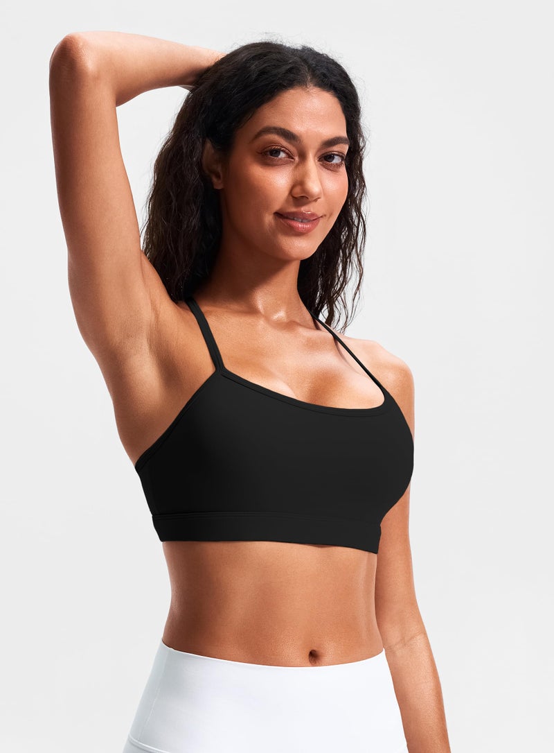 JOYSPELS Sports Bras for Women Workout Tops Open Back Racerback Padded Athletic Yoga Bra Basic Wireless Bra Black - Image 2