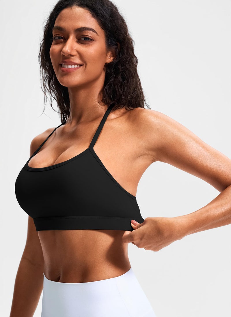 JOYSPELS Sports Bras for Women Workout Tops Open Back Racerback Padded Athletic Yoga Bra Basic Wireless Bra Black - Image 3