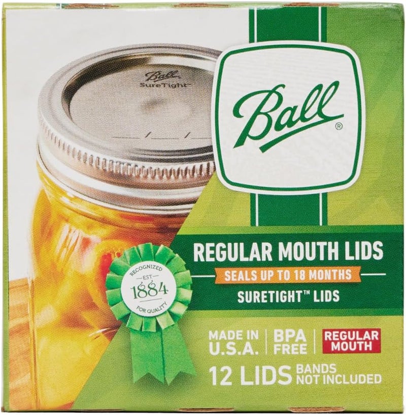 Ball Regular Mouth Lids for Glass Mason Jars, Used for Canning, Pickling, Juice, Jam, Jelly 12-Count, Pack of 8 (96-Lids Total) - Image 2