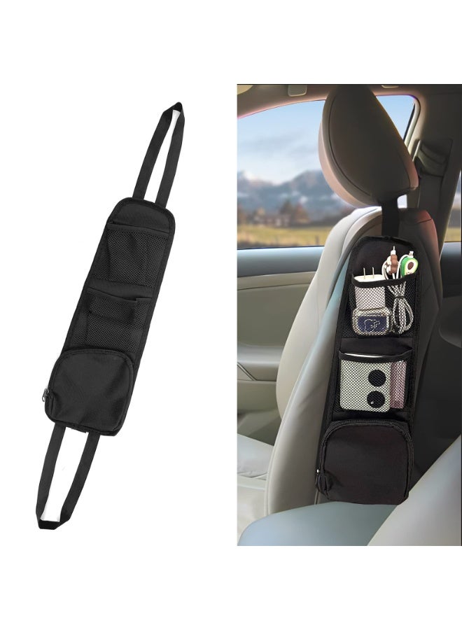1 Pcs Car Seat Storage Hanging Bags, Multi Pocket Seat Side Storage Bag, Multifunctional Mesh Mesh Bag, Can Hold Mobile Phones, Wallets, Glasses, Suitable For Cars Suv、 Truck (Black) - Image 1