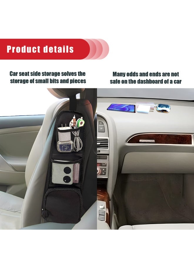 1 Pcs Car Seat Storage Hanging Bags, Multi Pocket Seat Side Storage Bag, Multifunctional Mesh Mesh Bag, Can Hold Mobile Phones, Wallets, Glasses, Suitable For Cars Suv、 Truck (Black) - Image 4