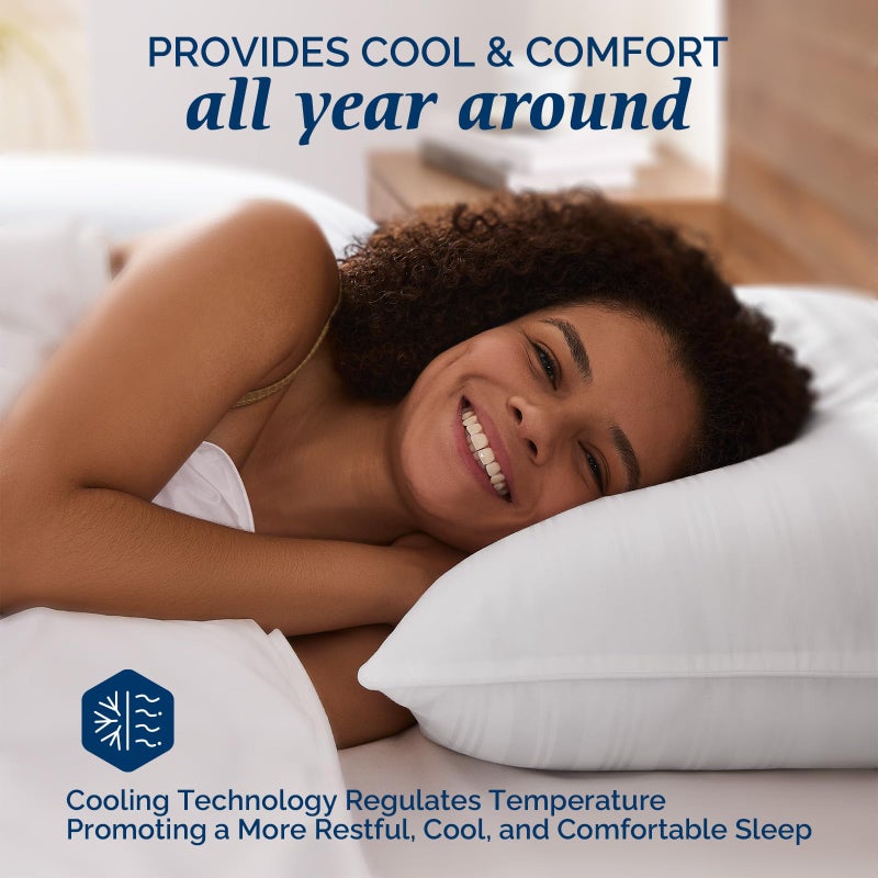 downluxe Goose Feather and Down Pillows - Hotel Collection Feather Pillows Set of 2 for Back, Stomach or Side Sleepers, King Size (20"x36") - Image 4