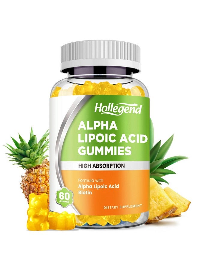 HOLLEGEND Alpha Lipoic Acid Gummies 1000Mg with Biotin, High Absorption Chewable ALA Supplement for Antioxidant, Brain Health and Nerve Support, Pineapple Flavor, Sugar Free, 60 Chews - Image 1