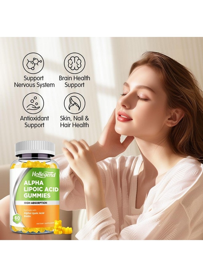 HOLLEGEND Alpha Lipoic Acid Gummies 1000Mg with Biotin, High Absorption Chewable ALA Supplement for Antioxidant, Brain Health and Nerve Support, Pineapple Flavor, Sugar Free, 60 Chews - Image 3