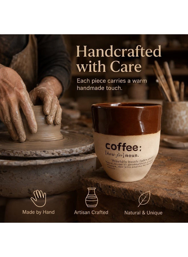 GALADUNE Handmade Ceramic Coffee Mug, 250ml Two-Tone Coffee Cup with Glazed & Rustic Texture, Artisan Pottery Cup for Arabic Coffee, Tea，Espresso Unique Gift Mug for Home Office Use - Image 3