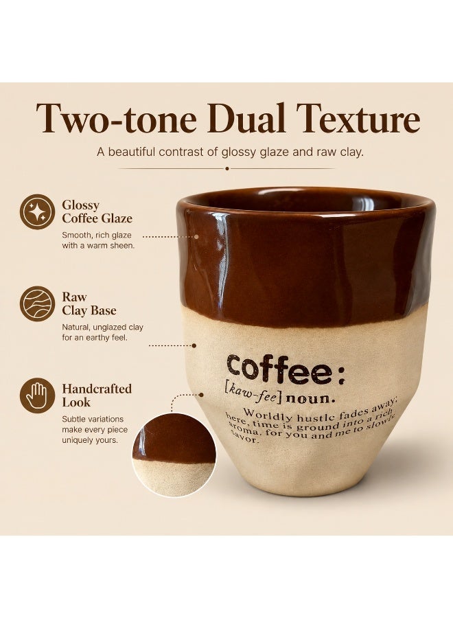 GALADUNE Handmade Ceramic Coffee Mug, 250ml Two-Tone Coffee Cup with Glazed & Rustic Texture, Artisan Pottery Cup for Arabic Coffee, Tea，Espresso Unique Gift Mug for Home Office Use - Image 2