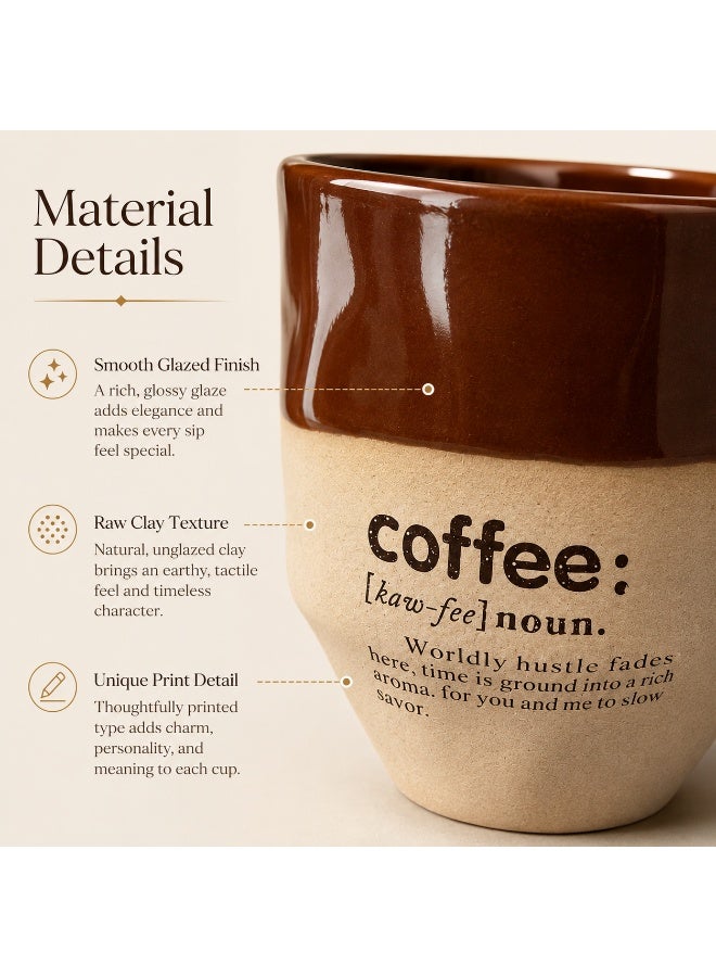 GALADUNE Handmade Ceramic Coffee Mug, 250ml Two-Tone Coffee Cup with Glazed & Rustic Texture, Artisan Pottery Cup for Arabic Coffee, Tea，Espresso Unique Gift Mug for Home Office Use - Image 4