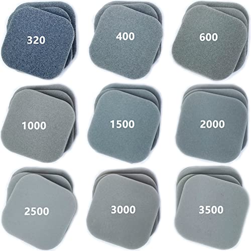 HDongany 54 Pack Sanding Blocks, 9 Grits from 320 to 3500, Soft Touch Sanding Pads,2" x 2" Sanding Sponge Polishing Pads, for Craft Polishing Repairing,Wood Working,Furniture polishing,Metal derusting - Image 1