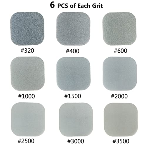 HDongany 54 Pack Sanding Blocks, 9 Grits from 320 to 3500, Soft Touch Sanding Pads,2" x 2" Sanding Sponge Polishing Pads, for Craft Polishing Repairing,Wood Working,Furniture polishing,Metal derusting - Image 3