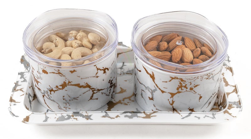Xiran Airtight Dry Fruit Containers with Lid & Serving Tray, Dry Fruit Box for Serving Sweets, Chocolates, Candy, Pickle, Mukhwas, Kitchen accessories Items (2 Pieces Set, White, Polypropylene) - Image 5