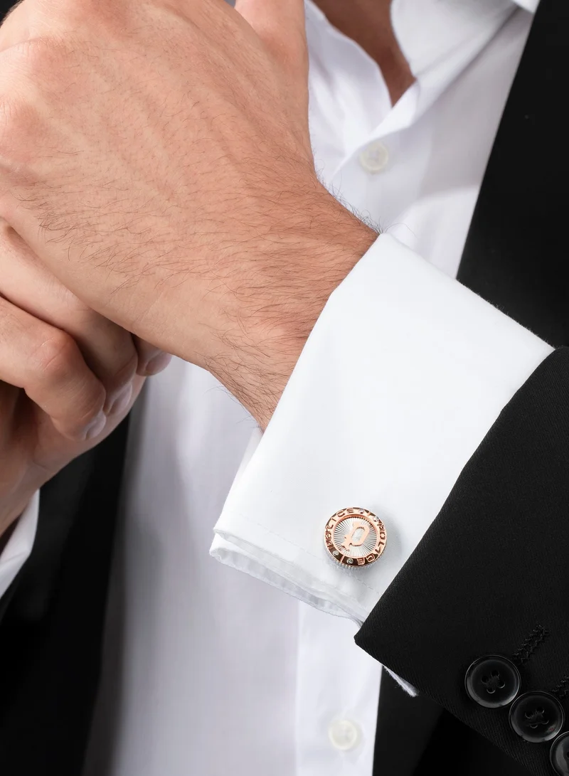POLICE  Ray Silver Rose Gold Stainless Steel Round Cufflinks for Men for Men | Best Price UAE