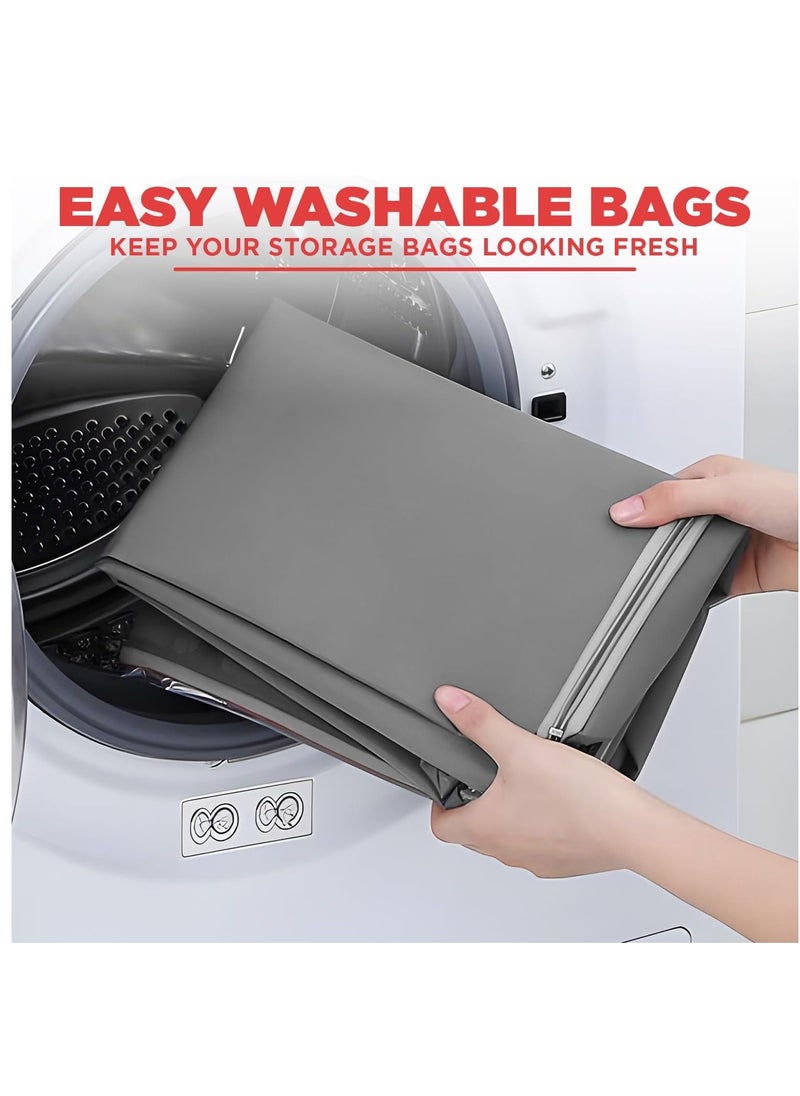 3 Pack Clothing Storage Bag, Oxford Fabric Clothes Organizer, Underbed Blanket Storage Containers, Non-Woven Collapsible Storage Bin, Clothes Storage with Sturdy Zipper, Clear Window