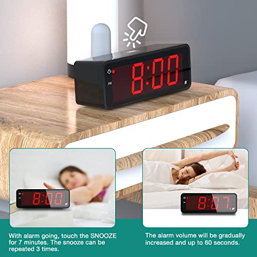 KWANWA Alarm Clock, Large Display 1.8" LED Numbers, Adjustable Led Brightness, Battery Operated, 12/24Hr, Snooze, Clearly Visible Day and Night, Loud Alarm Clock for Heavy Sleepers Adults - Image 3
