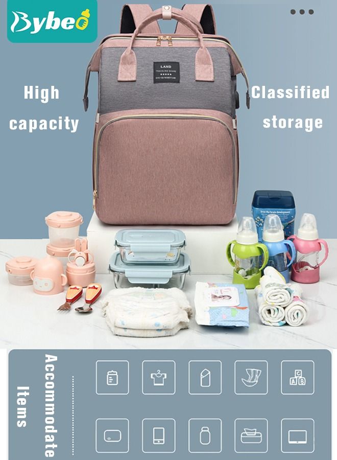 Bybeo Baby Diaper Bag Backpack Multifunction Diapers Changing Station Toy Bar for Outdoor and Travel Large Capacity Infant Shower Gifts USB Port 3 Toys - Image 5