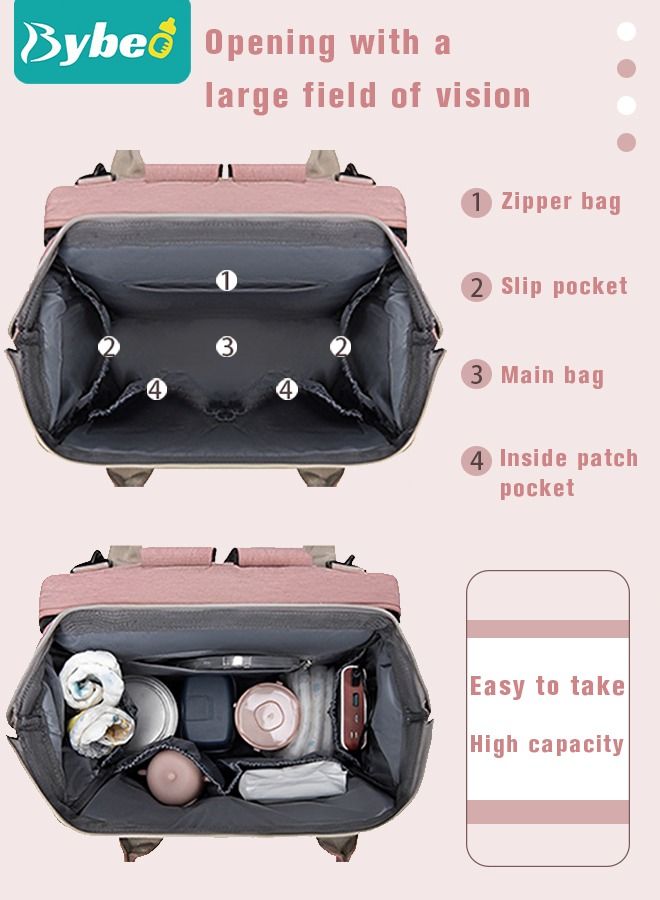 Bybeo Baby Diaper Bag Backpack Multifunction Diapers Changing Station Toy Bar for Outdoor and Travel Large Capacity Infant Shower Gifts USB Port 3 Toys - Image 4
