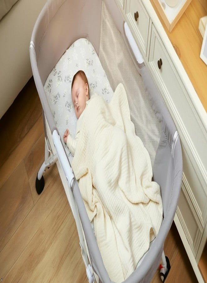 Onacosht Muslin Bassinet Sheets 3 Pack, 100% Cotton Baby Fitted Sheet 33" x 19" Compatible with Mika Micky, KoolaBaby (3 in 1), BabyBond, HARPPA and RICUTON Bedside Bassinet, Green, Floral and Cactus - Image 5
