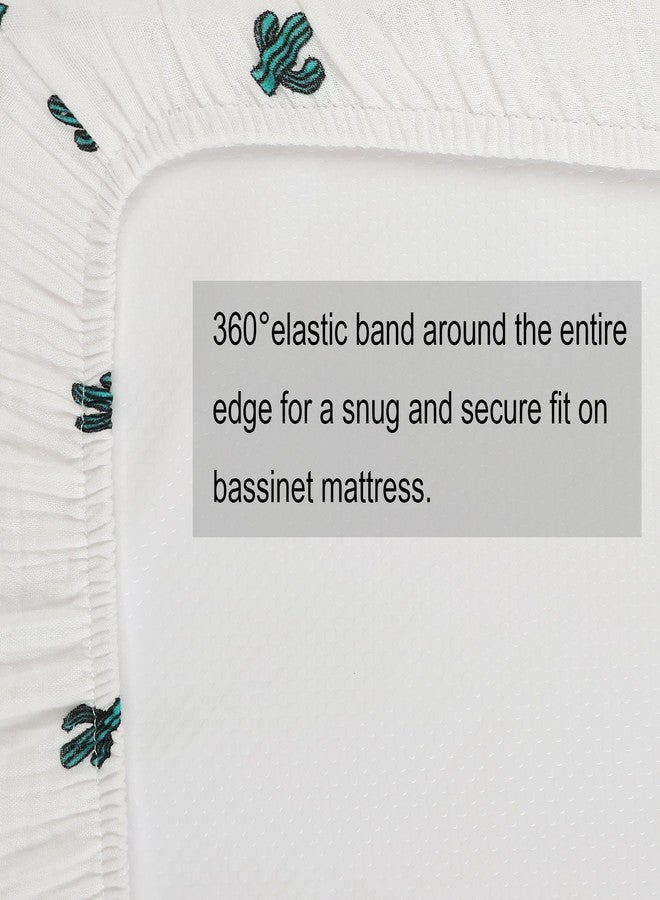 Onacosht Muslin Bassinet Sheets 3 Pack, 100% Cotton Baby Fitted Sheet 33" x 19" Compatible with Mika Micky, KoolaBaby (3 in 1), BabyBond, HARPPA and RICUTON Bedside Bassinet, Green, Floral and Cactus - Image 4