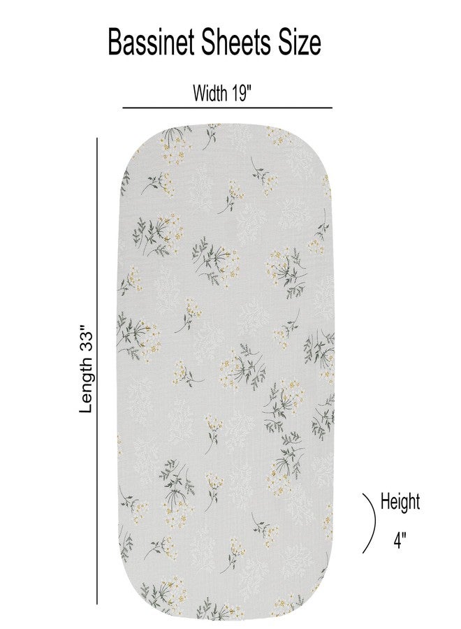Onacosht Muslin Bassinet Sheets 3 Pack, 100% Cotton Baby Fitted Sheet 33" x 19" Compatible with Mika Micky, KoolaBaby (3 in 1), BabyBond, HARPPA and RICUTON Bedside Bassinet, Green, Floral and Cactus - Image 3