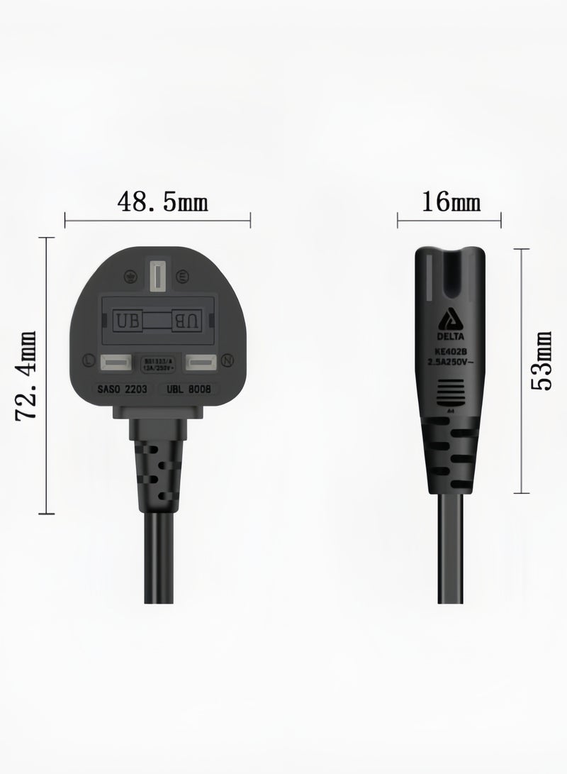 2 Prong AC Power Cord Cable for Samsung TCL Sony TV Compatible HP Printer PS3 PS4 PS5 5FT AC Wall Plug  - Image 4