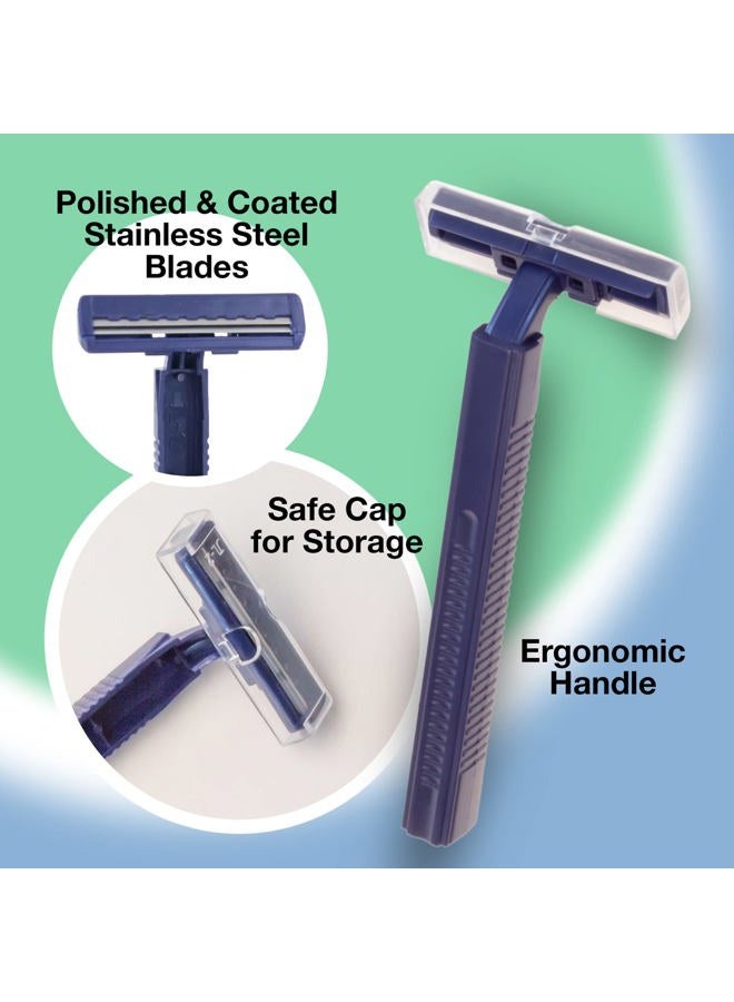 Freshscent (144 Pack) Individually Wrapped Twin Blade Razors with Clear Safety Cap, Disposable, Bulk Packed, Sold by the Case, unisex  - Image 2