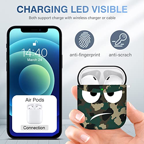 Youtec for Airpods Case, Don't Touch Me for Airpods Cover with Keychain/Lanyard Soft Cute Shockproof Cover for Women Men Compatible with for Airpods 2/1 Charging Case,Green - Image 3