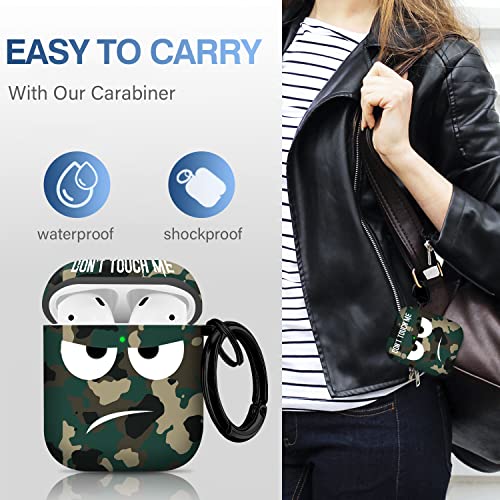 Youtec for Airpods Case, Don't Touch Me for Airpods Cover with Keychain/Lanyard Soft Cute Shockproof Cover for Women Men Compatible with for Airpods 2/1 Charging Case,Green - Image 4