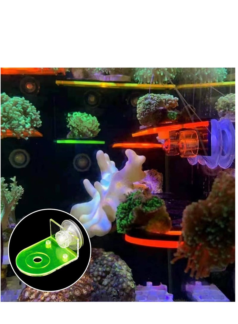 SYOSI 4 Pcs Acrylic Coral Frag Rack, Fluorescent Coral Frag Rack with Powerful Suction Cup Coral Frag Holder Stand Reef Base Accessories for Household Fish Tanks - Image 3