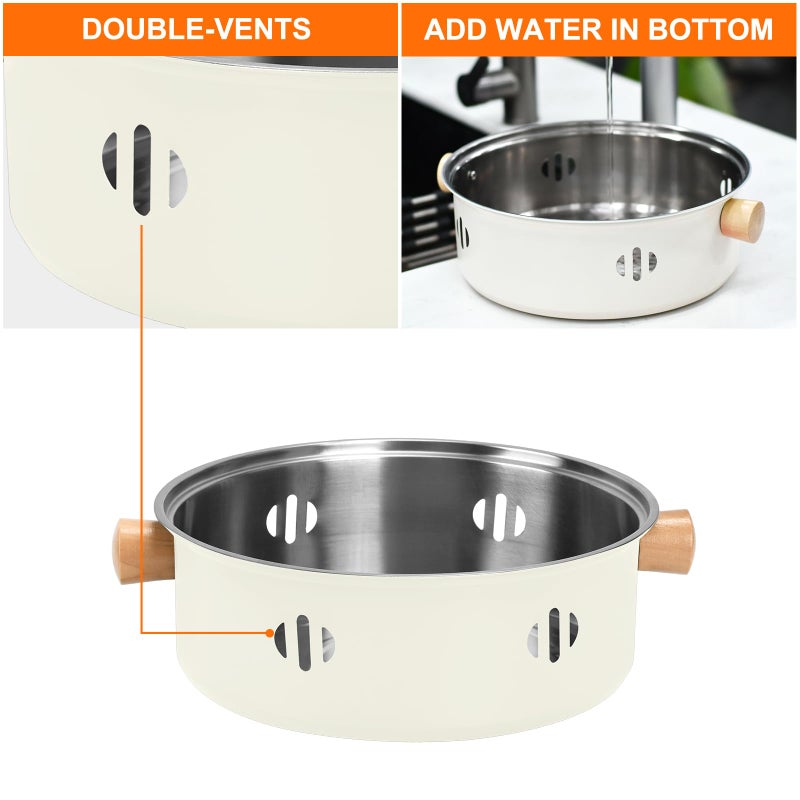 BSDLZCH Portable Charcoal Barbecue Grill, 1pc Mini BBQ Grill Multifunctional Charcoal Grill Round Tabletop Charcoal Grill for Outdoor Cooking Home Party Picnic Camping (Beige) - Image 5