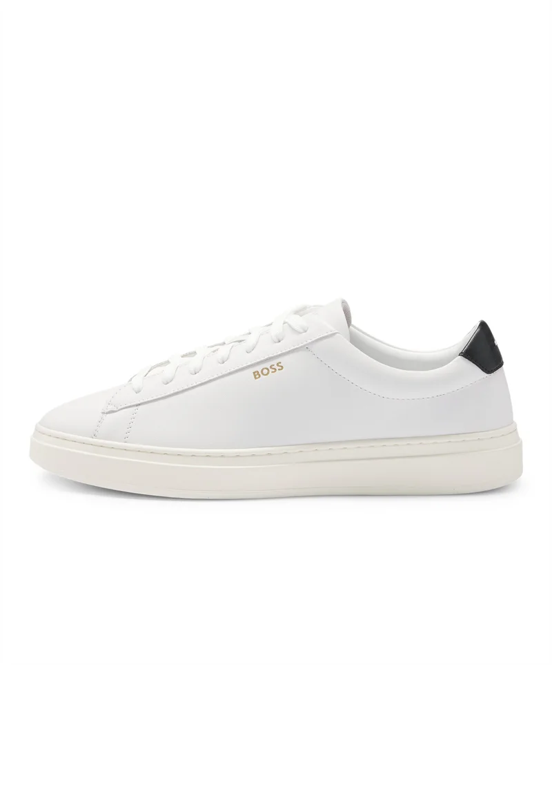 BOSS Lace-up trainers in polished leather with logo details