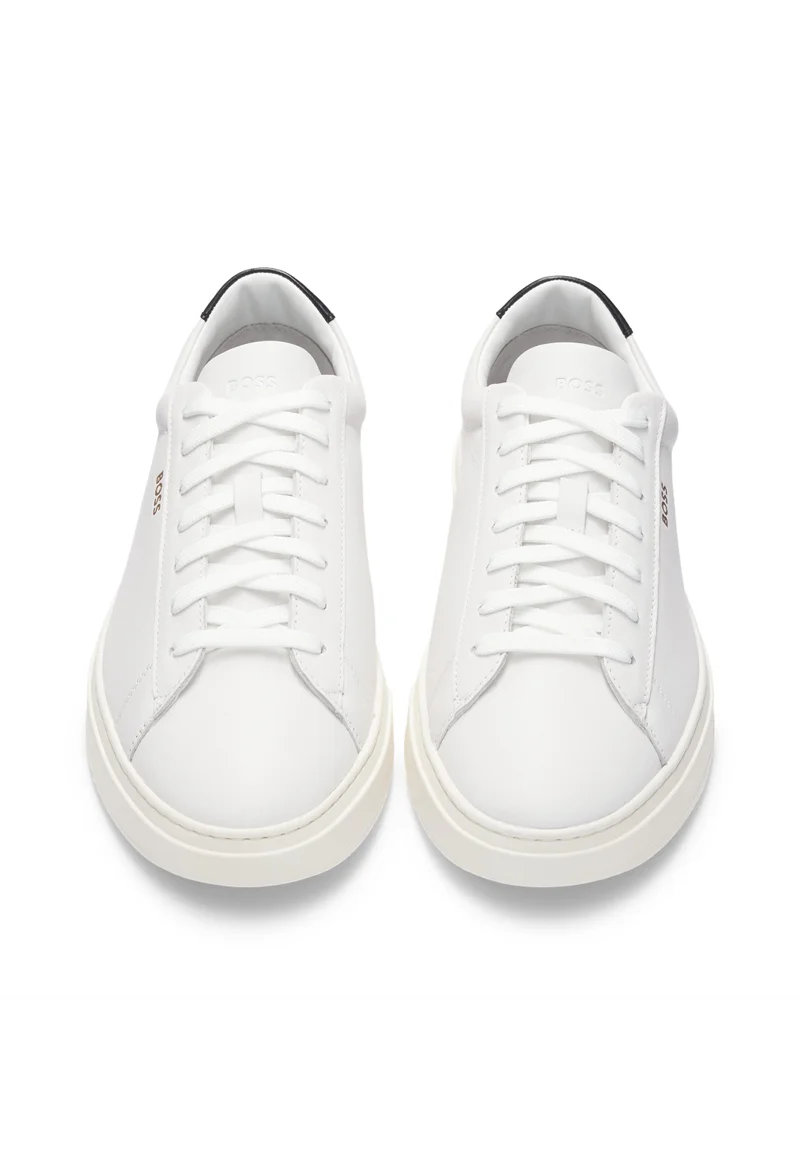BOSS Lace-up trainers in polished leather with logo details