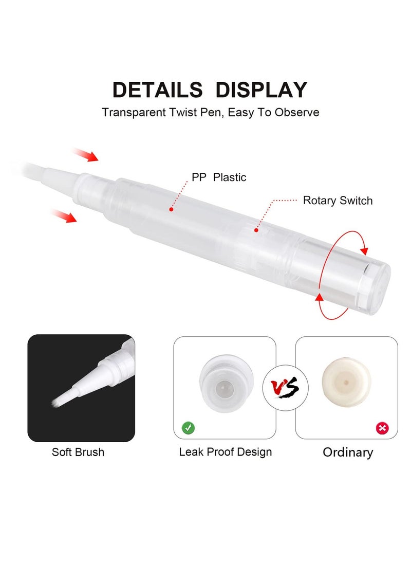 Y&D 5ml Transparent Twist Pen, for Cuticle Oil Applicator, Empty Nail Pen with Brush Tip, Eyelash Growth Liquid Tube, Cosmetic Lip Gloss Container (10 pack) - Image 3