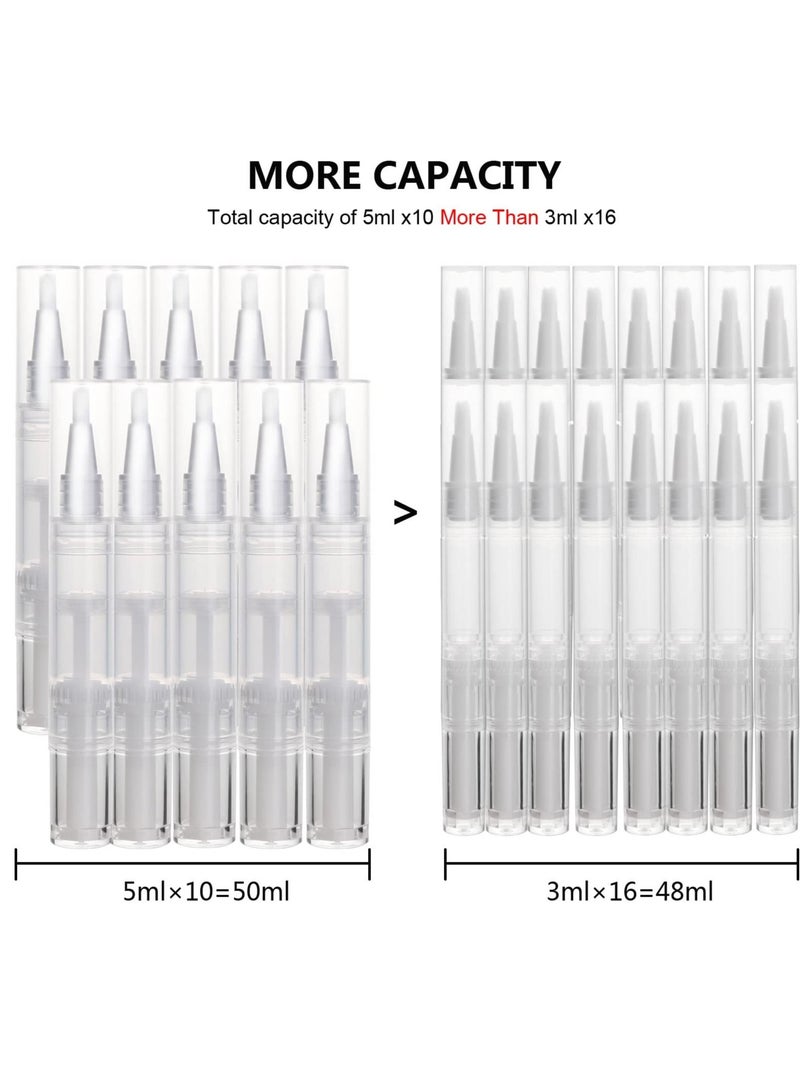Y&D 5ml Transparent Twist Pen, for Cuticle Oil Applicator, Empty Nail Pen with Brush Tip, Eyelash Growth Liquid Tube, Cosmetic Lip Gloss Container (10 pack) - Image 5