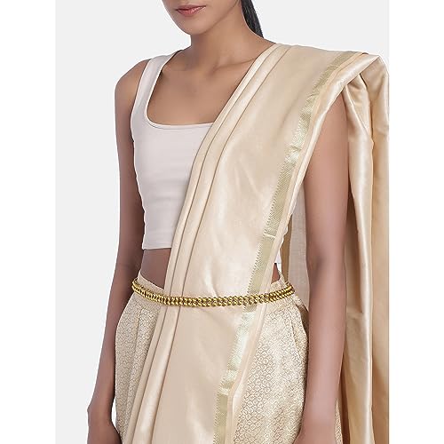 Peora Combo of Pearl Beaded Choker Necklace Set with Kundan Waist Belt Kamar Bandh Gift for Women - Image 5