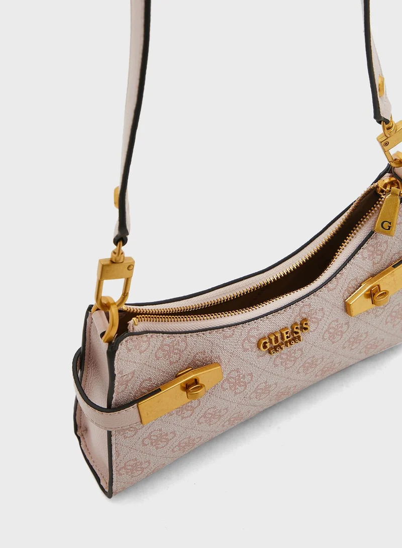 GUESS Zadie Logo Detailed Top Zip Satchel