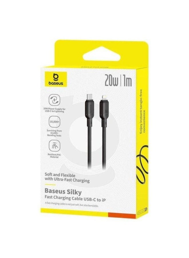 Baseus Silky Series Fast Charging Cable Type-C to iP 20W 1m Cluster Black black - Image 3
