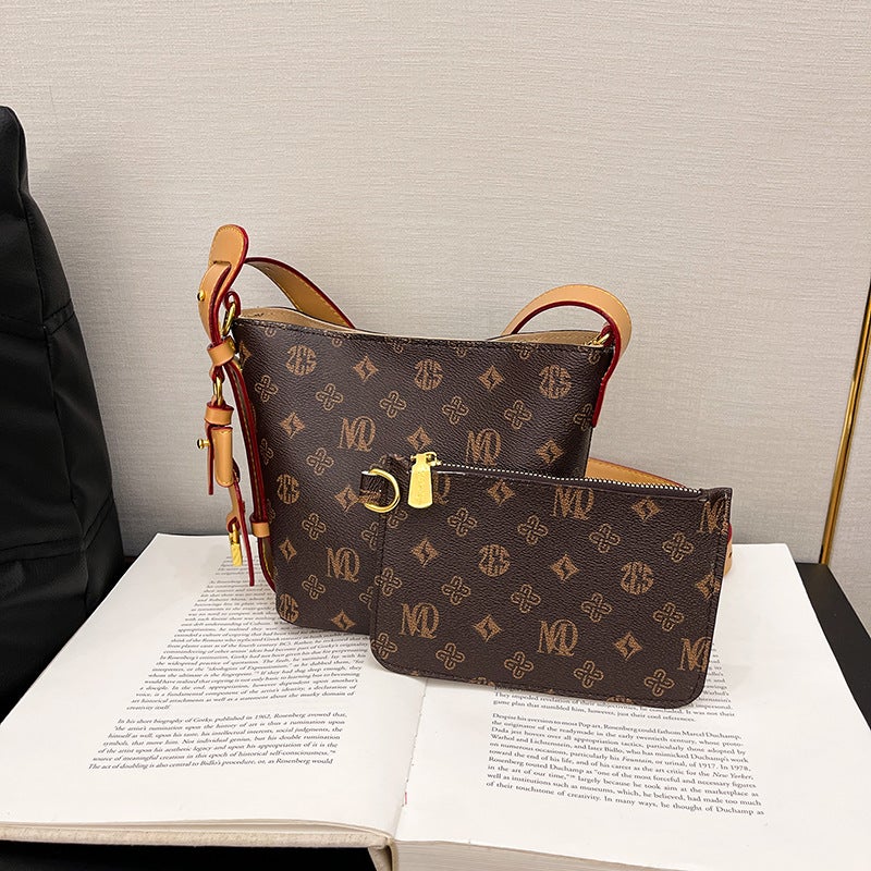 Fashion Design Export New White Three-Color Portable Bucket Bag High-End Large-Capacity Printed Shoulder Crossbody Bag - Image 1