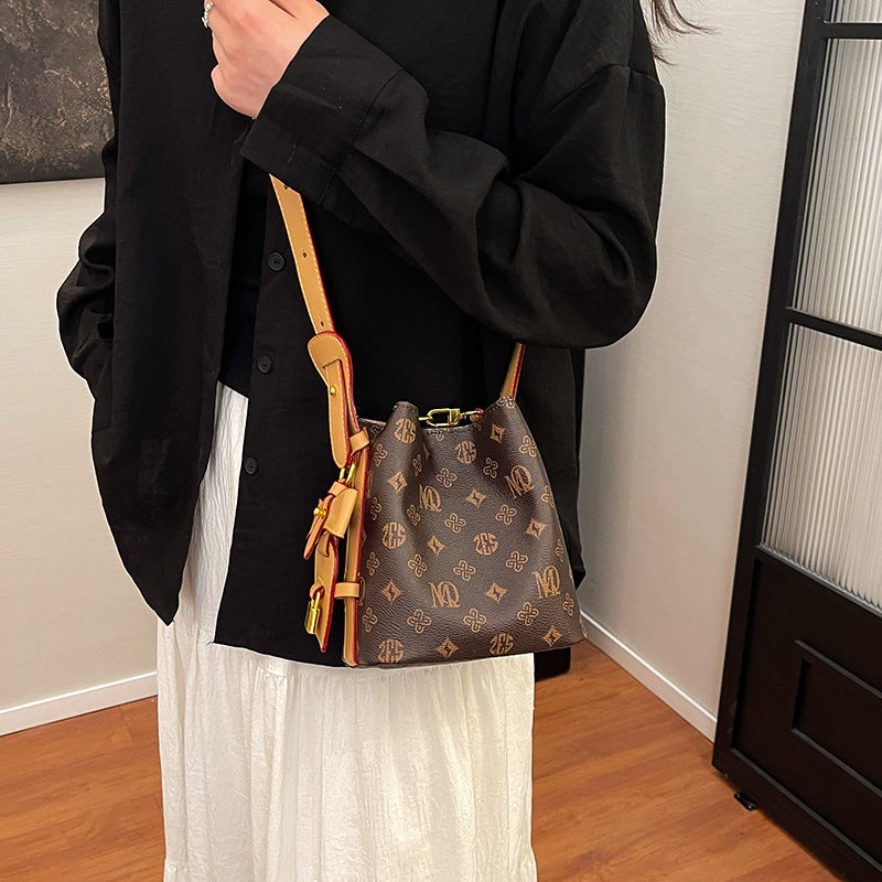 Fashion Design Export New White Three-Color Portable Bucket Bag High-End Large-Capacity Printed Shoulder Crossbody Bag - Image 5